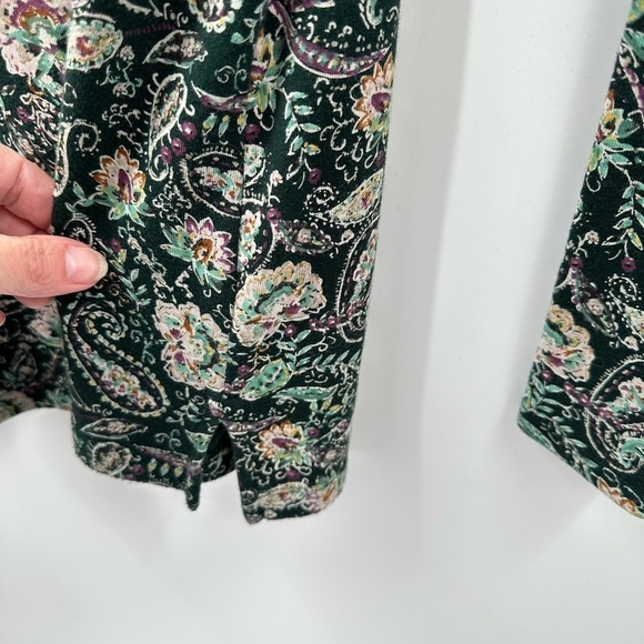 J Jill high neck green paisley cottagecore boho long sleeve cotton woman tee S - Picture 8 of 12